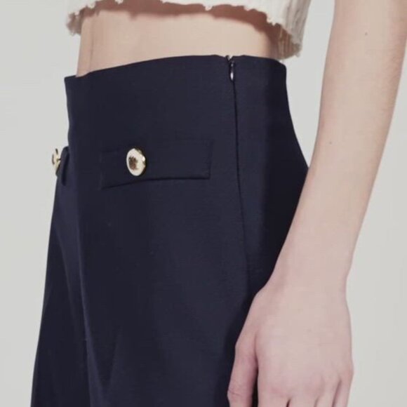 Sandro Navy Alessi Wide Leg Pants (NWOT) - Picture 6 of 10